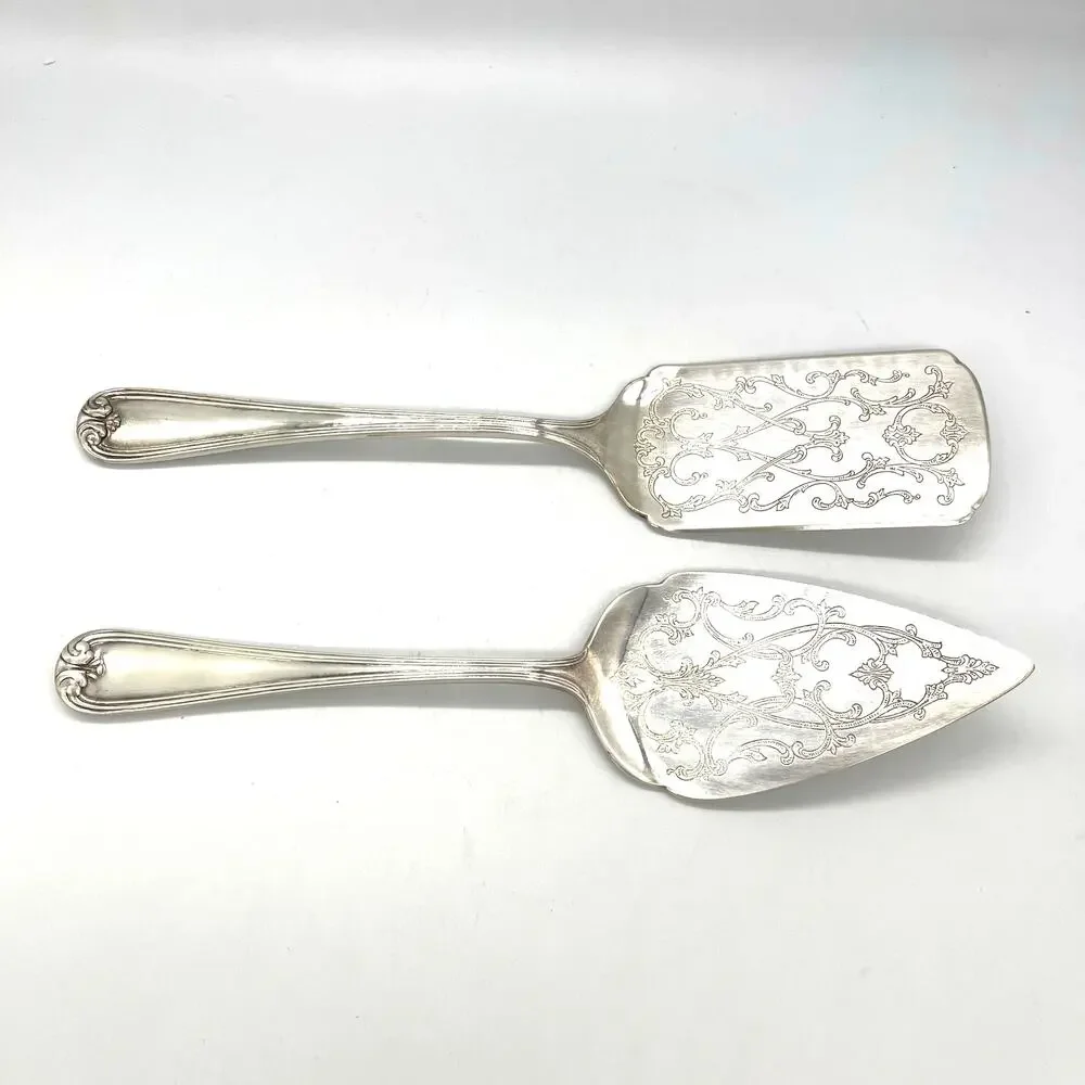 Vintage Gorham Heritage Silverplate Set of 2 Cake / Pie Servers 11.5